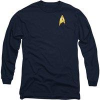 Star Trek Discovery Command Badge Long Sleeve T-Shirt, Navy | Size: Large