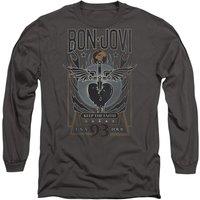 Bon Jovi Keep The Faith Long Sleeve T-Shirt, Charcoal in Grey | Size: Large