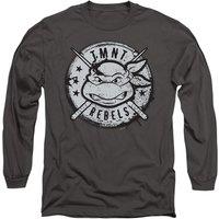 Teenage Mutant Ninja Turtles Tmnt Rebels Distressed Logo Long Sleeve T-Shirt, Charcoal in Grey | Size: 2XL