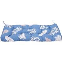 Living and Home 130cm W x 50cm D Waterproof Patio Bench Leaves Print Seat Cushion in Blue | Size: 130 cm W x 50 cm D