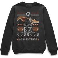 E.T. the Extra-Terrestrial Official E.T. Xmas Sweater Be Good Or No Presents Sweatshirt - Black | Size: Large