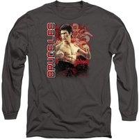 Bruce Lee Fury Long Sleeve T-Shirt, Charcoal in Grey | Size: XL