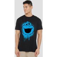 Sesame Street Cookie Monster Graffiti Spray Face T-Shirt, Black | Size: Small