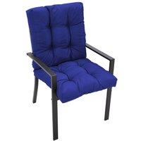 Living and Home 106cm W x 53cm D Short Button Tufted Dining Chair Cushion in Navy | Size: 106 cm W x 53 cm D