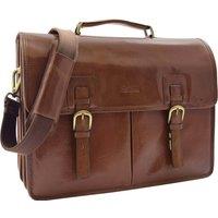 Mens Real Leather Briefcase Cross Body Messenger Bag Buckerell Tan