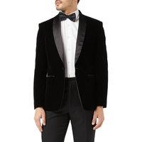 XPOSED Men's Elegant Velvet Tuxedo Jacket - Perfect Formal Events in Black | Size: 44