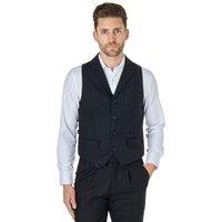 XPOSED Men's Tyler Herringbone Tweed Waistcoat Stylish Occasions in Grey | Size: 44