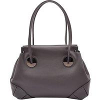 House of Leather Women's Womens Real Leather Shoulder Bag Mid Size Handbag Susan Black in Grey | Size: Small