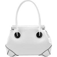 House of Leather Women's Womens Real Leather Shoulder Bag Mid Size Handbag Susan Black in White | Size: Small