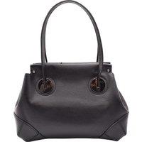 House of Leather Women's Womens Real Leather Shoulder Bag Mid Size Handbag Susan Black | Size: Small