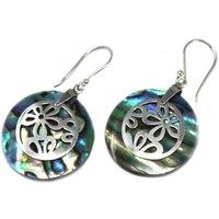 KDMD Women's Shell & Silver Earrings - Flowers - Abalone