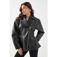 MissPap Women's Faux Leather Biker Jacket in Black | Size: 12