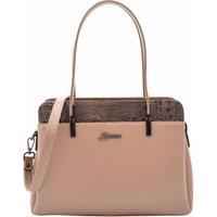 House of Leather Women's Womens Real Leather Handbag Grab Handle Mid Size Bag Edna Black in Taupe | Size: Medium