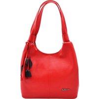 House of Leather Women's Womens Real Leather Shoulder Bag Large Size Handbag Kimberly Grey in Red
