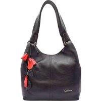 House of Leather Women's Womens Real Leather Shoulder Bag Large Size Handbag Kimberly Grey in Black