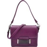 House of Leather Women's Womens Real Leather Crossbody Bag Mid Size Satchel Linda Black in Purple | Size: Medium