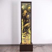 Primrose Mirror Water Feature with Ocean Floor Design with LED Lights in Brown