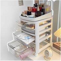 High-Capacity 4-Tier Rolling Cosmetic Cart Mobile Organizer in White