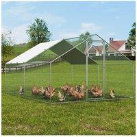 Metal Walk-in Chicken Coop Run with PE Tarpaulin