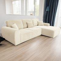 Vinci Chunky Cord Soft 4 Seater Corner Sofa Right Hand Facing Grey or Cream