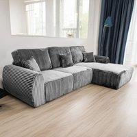 Vinci Chunky Cord Soft 4 Seater Corner Sofa Right Hand Facing Grey or Cream