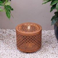 Primrose Geometric Cut Out Design Water Feature With LED Lights 32cm in Brown