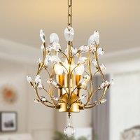 3-Light Golden K9 Crystal Chandelier For Hallway Living Room Bedroom