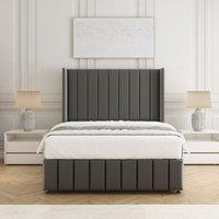 BSSPOKE Zoe Plush Velvet Divan Bed Set 54 Headboard & Mattress No Drawers in Grey | Size: Double