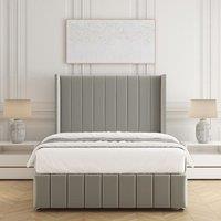 BSSPOKE Zoe Plush Velvet Divan Bed Set 54 Headboard & Mattress No Drawers in Silver | Size: Single