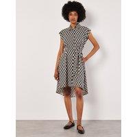 Apricot Women's Geo Print Shirt Midi Dress in Black | Size: 8