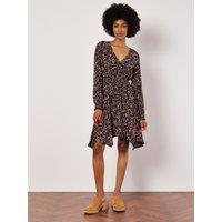 Apricot Women's Ditsy Floral Smocked Mini Dress in Black | Size: 10