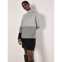 Apricot Women's Ribbed Knit Colour Block Mini Dress in Black | Size: 18