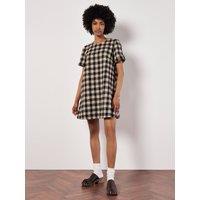 Apricot Women's Check Print Swing Mini Dress in Black | Size: 14