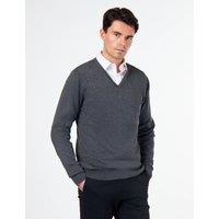 XPOSED Men's Lightweight Cotton V-Neck Sweater for Work & Casual Wear in Dark Grey | Size: 2XL