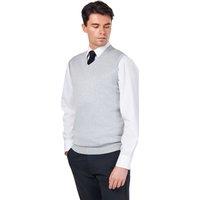 XPOSED Men's Stylish Knitted Cotton Sleeveless Jumper Vest with V-Neck Design in Light Grey | Size: 2XL