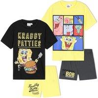 SpongeBob SquarePants Boy's Pyjama Set 2 Pack PJ Short Sleeve Nightwear | Size: 3 Years