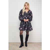 Oasis Women's Printed Trim Detail V Neck Tiered Mini Dress in Floral | Size: 12