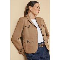 Wallis Women's Four Pocket Short Utility Jacket in Mocha | Size: 14