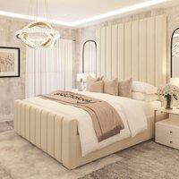 Bed Choices Women's Kensington Luxury Panelled Bed Frame with Premium Chelsea Mattress in Cream | Size: Double