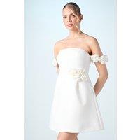 Coast Women's Corsage Bandeau Bridal Mini Dress in Ivory | Size: 8
