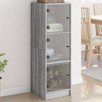 Berkfield Home Highboard with Glass Doors Grey Sonoma 35x37x109 cm | Size: 35 x 37 x 109 cm