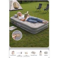 Raised Inflatable Bed Mattress Airbed with Built-in Pump & Air Pillow,Outdoor Air Mattress with Soft,Breathable & Waterproof PVC Flocked Surface,41"x7