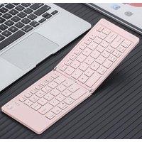 Obasyhig Portable Foldable Mini Bluetooth Universal Keyboard in Pink