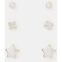 Accessorize Women's 3-Pack Sterling Silver Star Stud Earrings