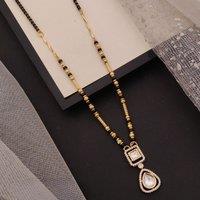 The Colourful Aura Women's Elegant Twin-Pendant Gold Plated Zircon Mangalsutra Necklace