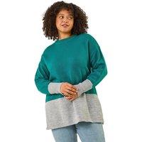 Roman Women's Colour Block Knit Jumper in Teal | Size: 18