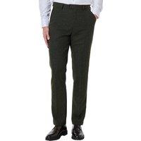 XPOSED Men's Dane D1 Classic Herringbone Tweed Tailored Fit Trousers in Green | Size: 36