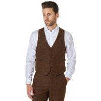 XPOSED Men's Vitori Tweed Check Waistcoat Elegant Occasions in Brown | Size: 46
