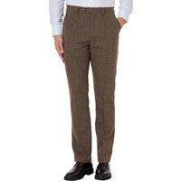 XPOSED Men's Dane D1 Classic Herringbone Tweed Tailored Fit Trousers in Brown | Size: 38