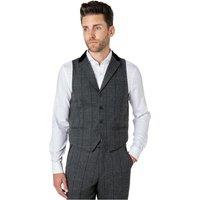 XPOSED Men's Elton Tweed Check Waistcoat in Black | Size: 44